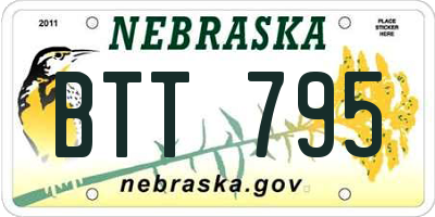 NE license plate BTT795