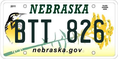 NE license plate BTT826