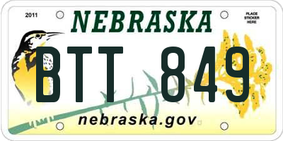 NE license plate BTT849