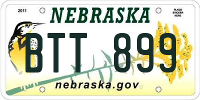 NE license plate BTT899