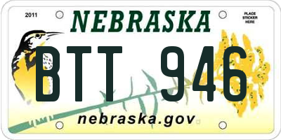 NE license plate BTT946