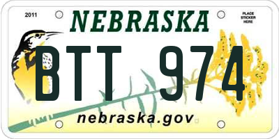 NE license plate BTT974