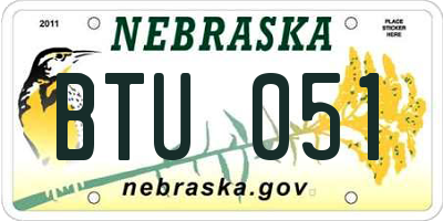 NE license plate BTU051