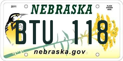 NE license plate BTU118