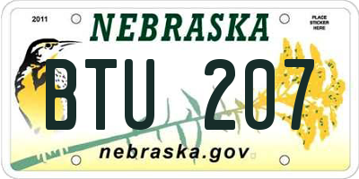 NE license plate BTU207