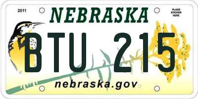 NE license plate BTU215