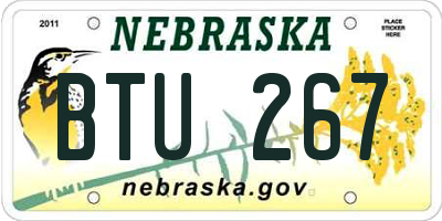 NE license plate BTU267