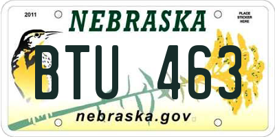 NE license plate BTU463