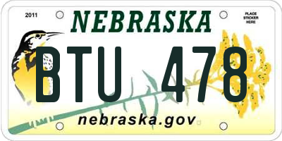 NE license plate BTU478