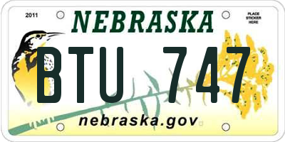 NE license plate BTU747