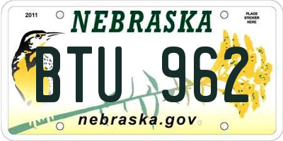NE license plate BTU962