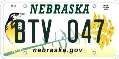 NE license plate BTV047