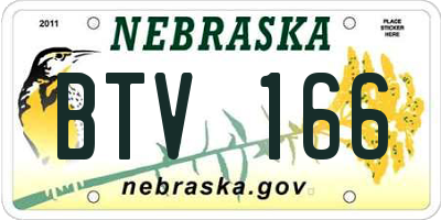 NE license plate BTV166