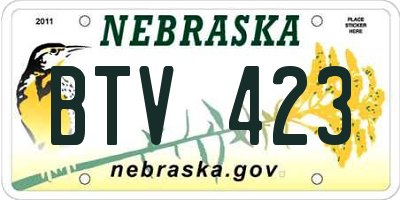 NE license plate BTV423