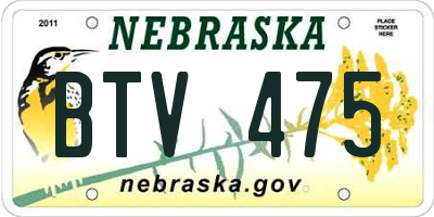 NE license plate BTV475