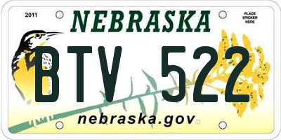NE license plate BTV522