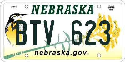 NE license plate BTV623