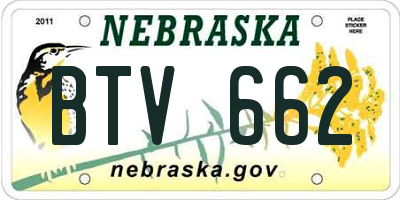 NE license plate BTV662