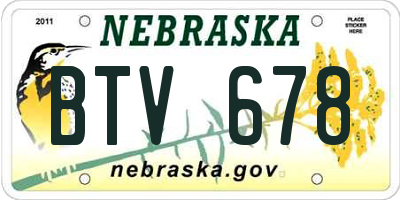 NE license plate BTV678