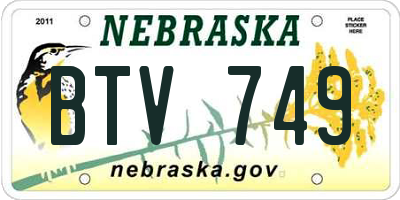 NE license plate BTV749