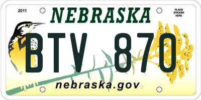 NE license plate BTV870