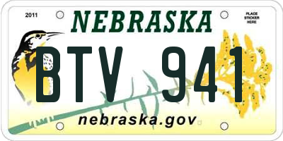 NE license plate BTV941