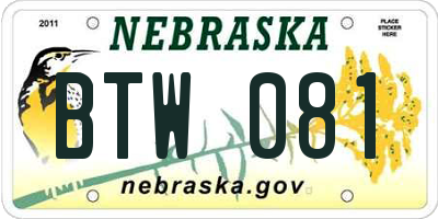 NE license plate BTW081