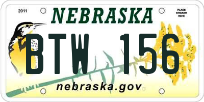 NE license plate BTW156