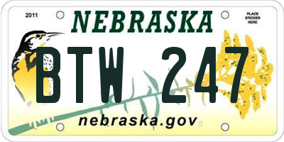 NE license plate BTW247