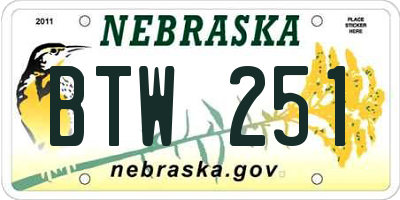 NE license plate BTW251