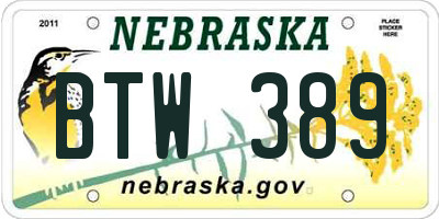 NE license plate BTW389