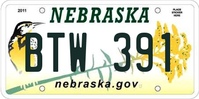 NE license plate BTW391