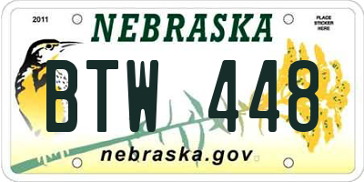 NE license plate BTW448