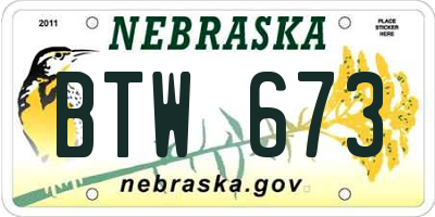 NE license plate BTW673