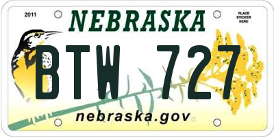 NE license plate BTW727