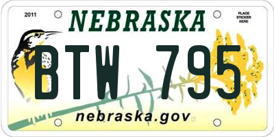 NE license plate BTW795