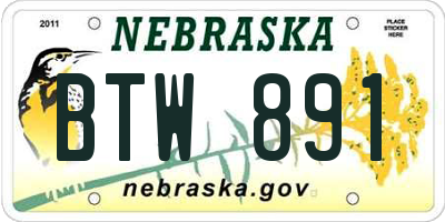 NE license plate BTW891