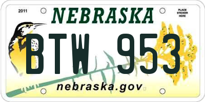 NE license plate BTW953