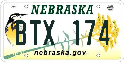 NE license plate BTX174