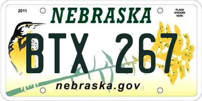 NE license plate BTX267