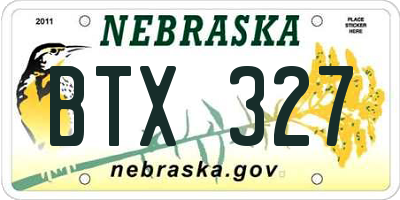 NE license plate BTX327