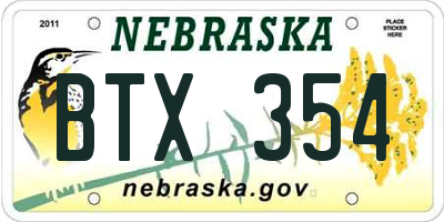 NE license plate BTX354