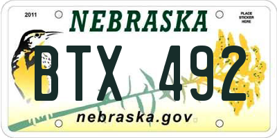 NE license plate BTX492