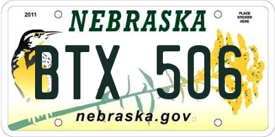 NE license plate BTX506