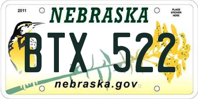 NE license plate BTX522