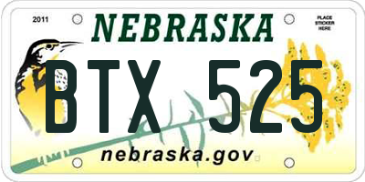 NE license plate BTX525