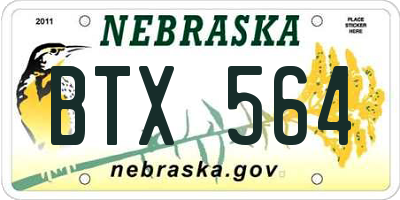 NE license plate BTX564