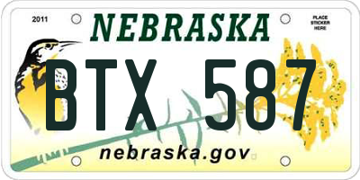 NE license plate BTX587
