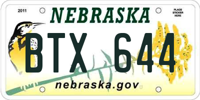 NE license plate BTX644