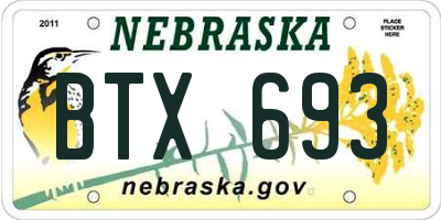 NE license plate BTX693